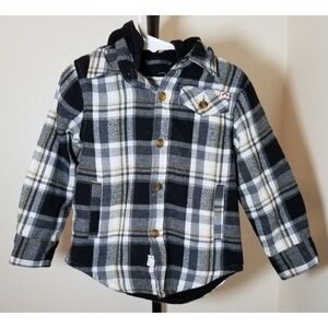 Appaman Size 3T Glen Plaid Hooded Lined Flannel Button Up Shirt Jacket